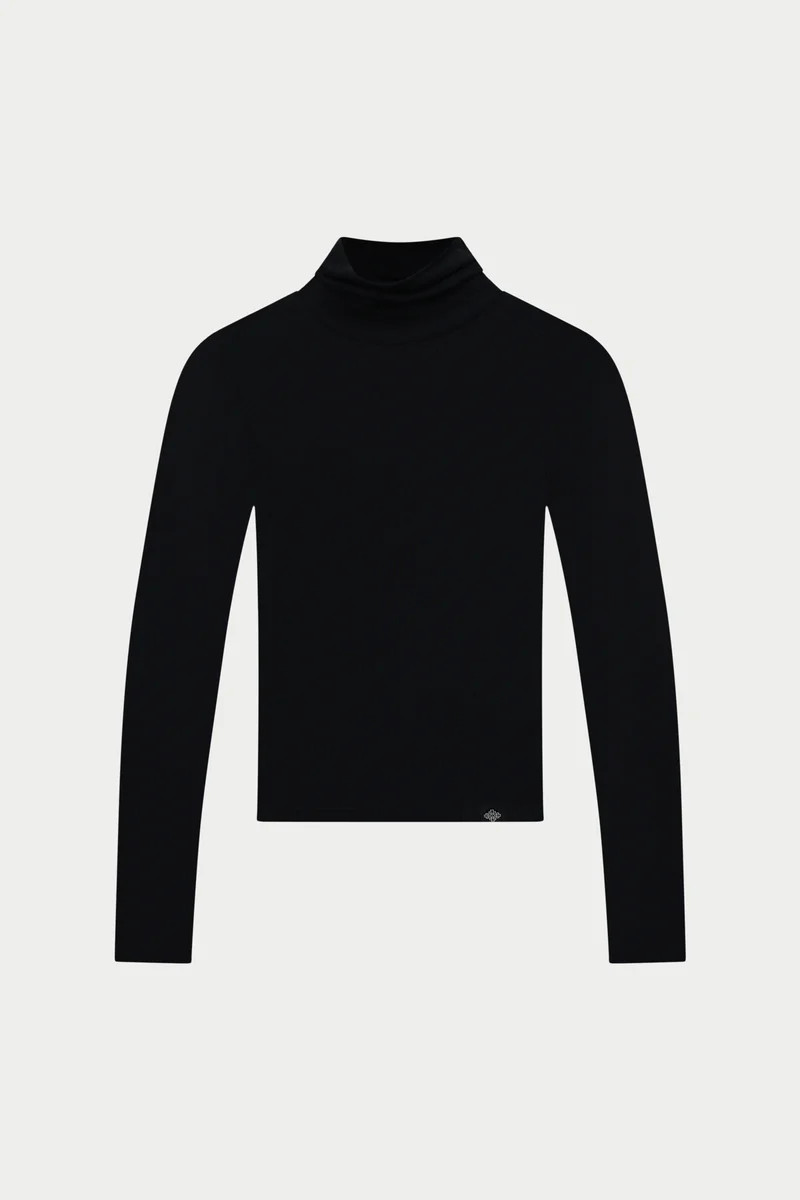 LIGHTWEIGHT ROLL NECK TOP - BLACK | The Couture Club