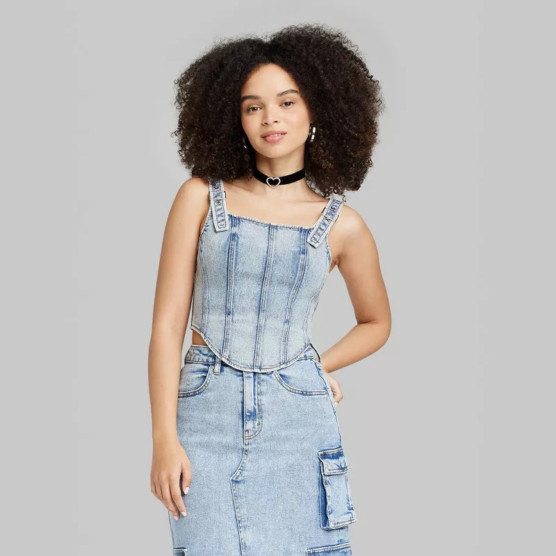 Women's Square Neck Denim Corset Vest - Wild Fable™ | Target