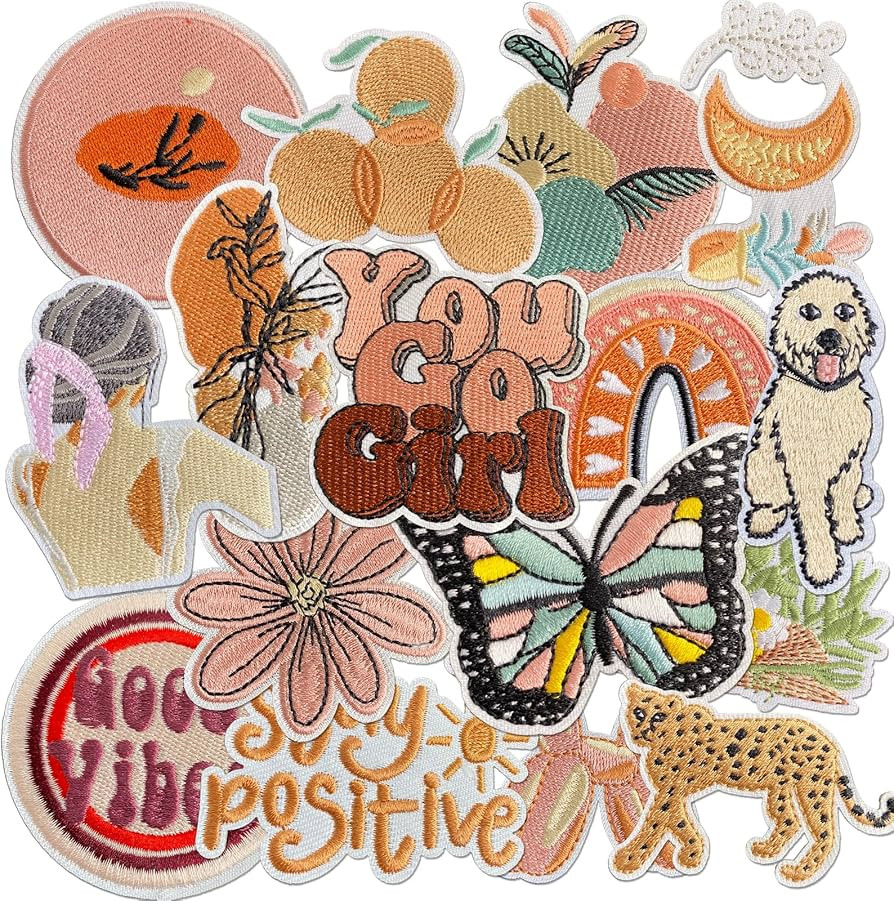 16Pcs Boho Girly Iron on Patches, Vintage Embroidered Iron on Patches for Clothes, Cute Boho Embr... | Amazon (US)