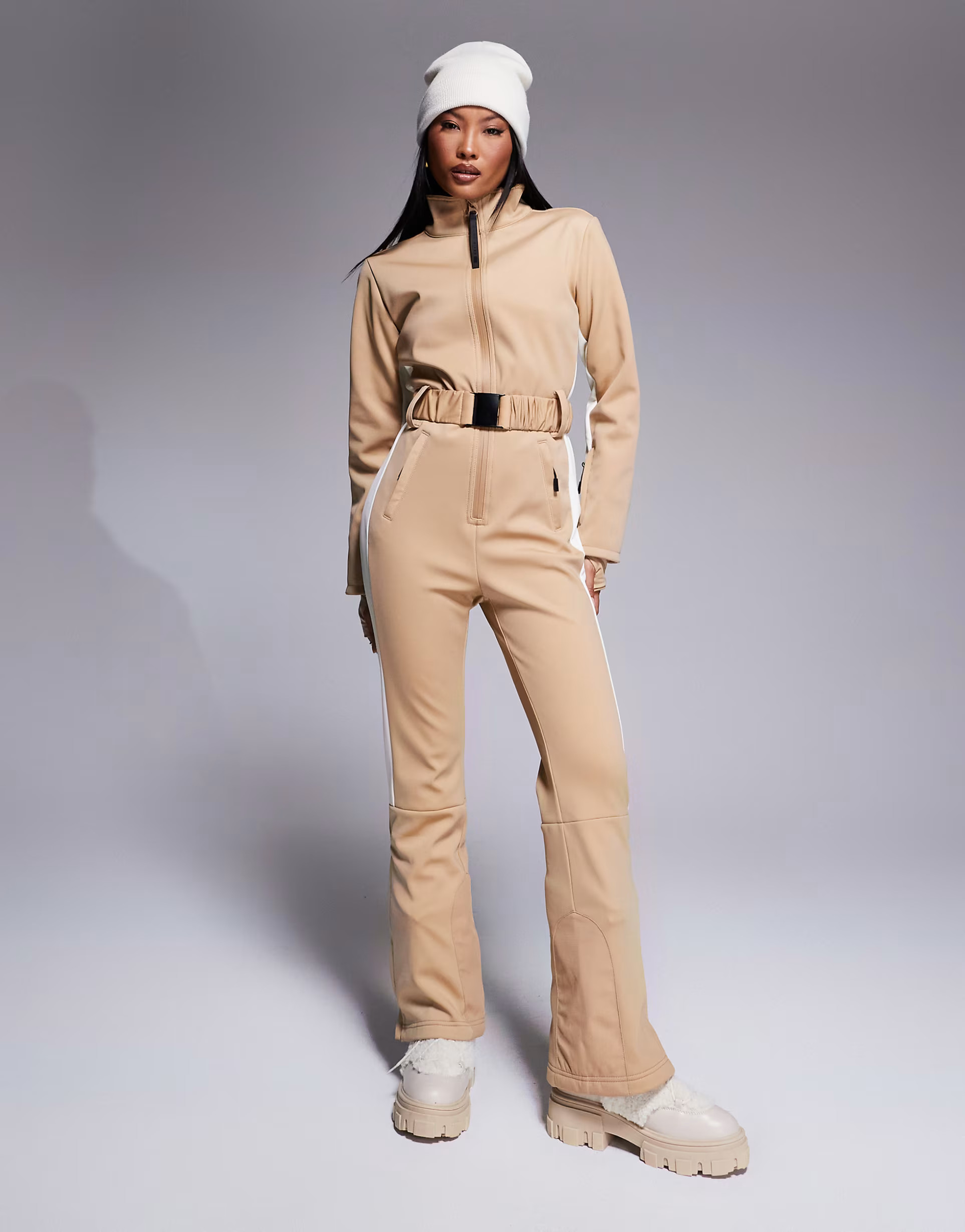 ASOS 4505 Petite Ski soft shell water repellent insulated ski suit in caramel | ASOS (Global)