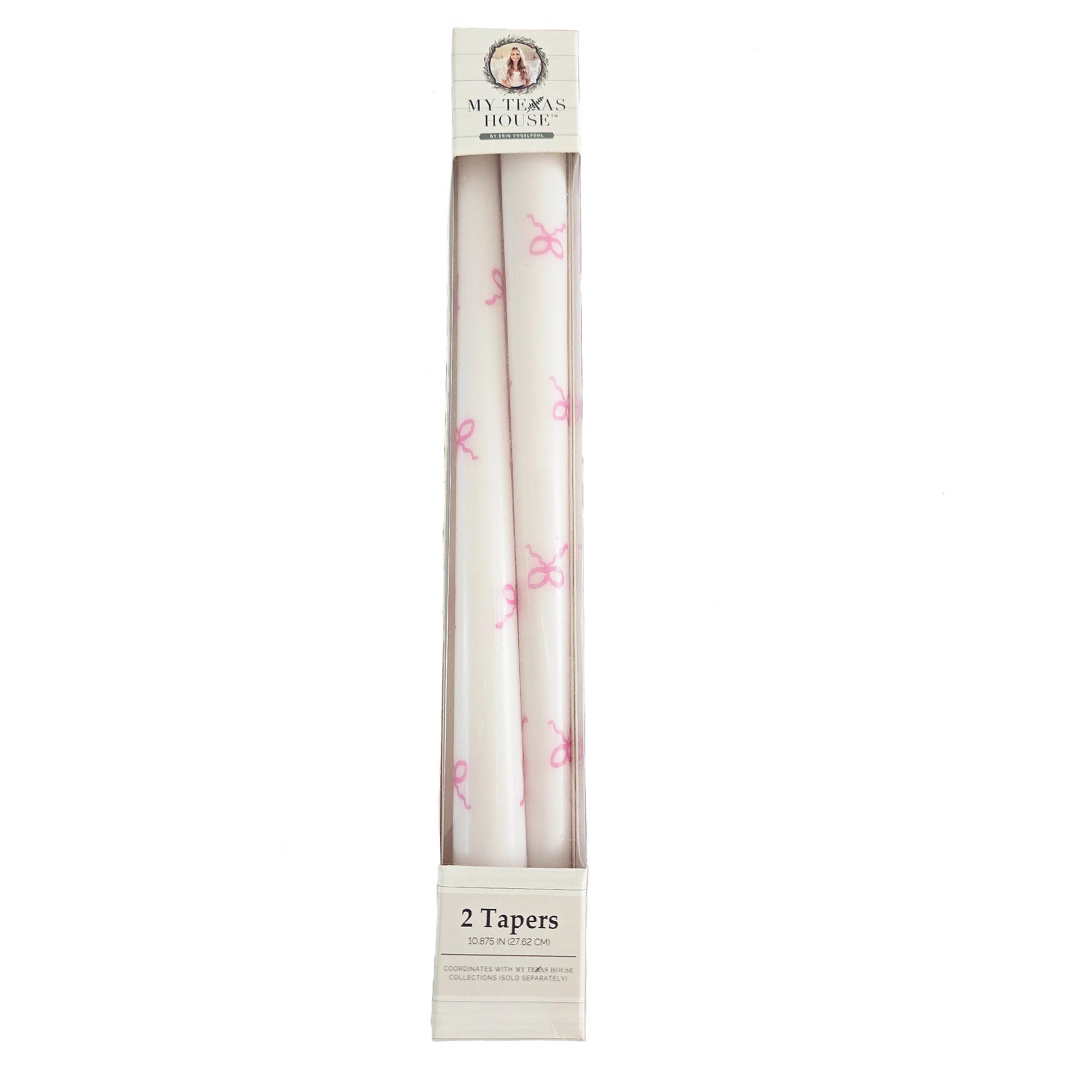 My Texas House 1-Wick Paraffin Wax 11" Smooth Taper with Pink Bow, Unscented, White, 2 Count - Wa... | Walmart (US)