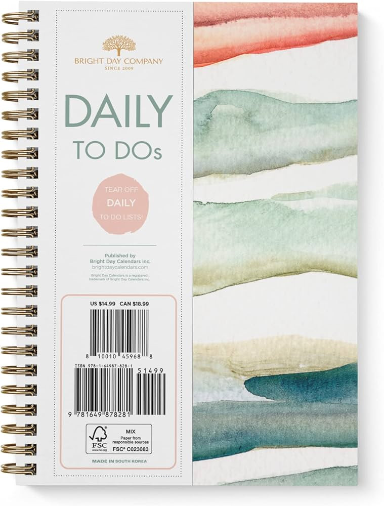 Undated to Do List Daily Task Checklist Planner Time Management Notebook by Bright Day Non Dated ... | Amazon (US)