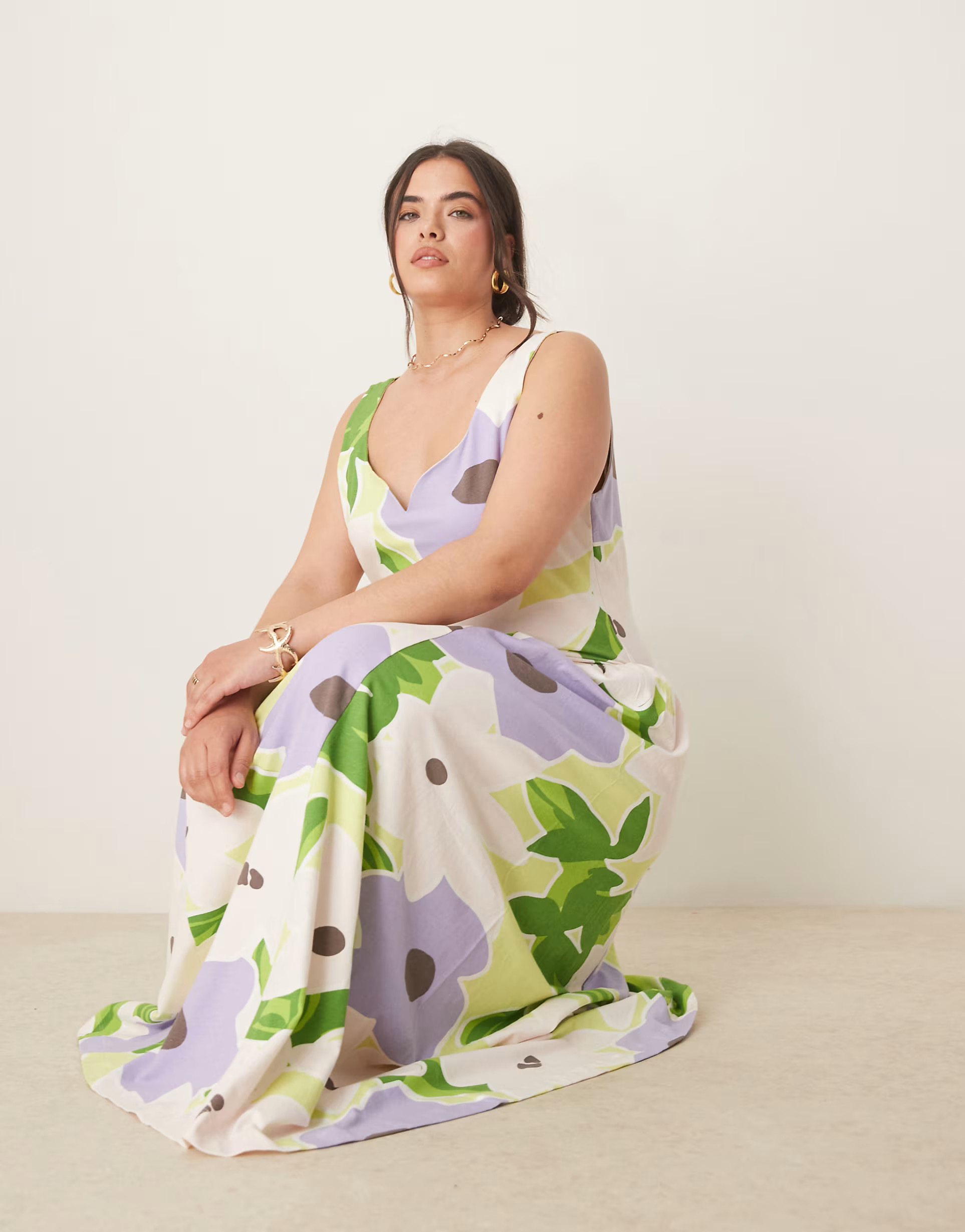 ASOS DESIGN Curve sweetheart godet midi dress in floral print | ASOS | ASOS (Global)