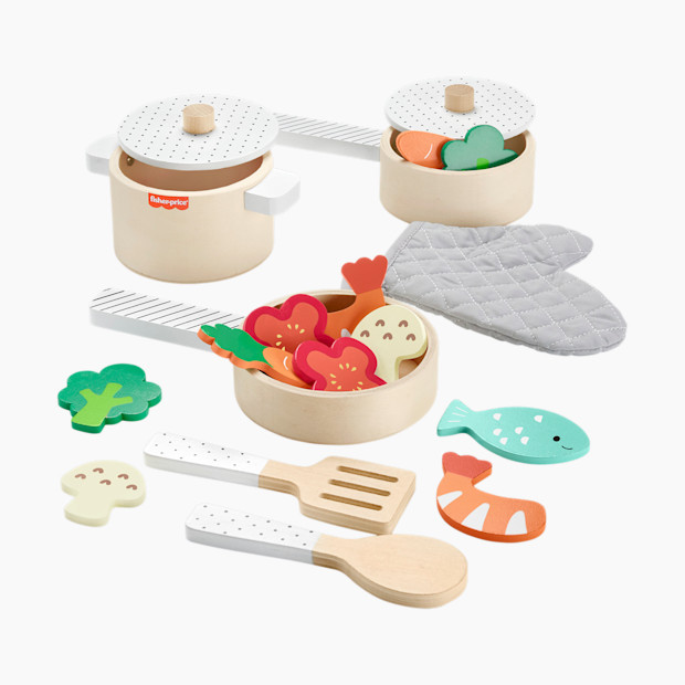 Fisher-Price Wooden Pots and Pans Set | Babylist
