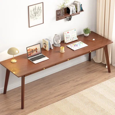 Solid Wood Desk With Large Desktop Mid Century Modern Executive Desks, Farmhouse Home Office Computer Desks For Two People, Writing Study Table | 2 Pe | Wayfair North America