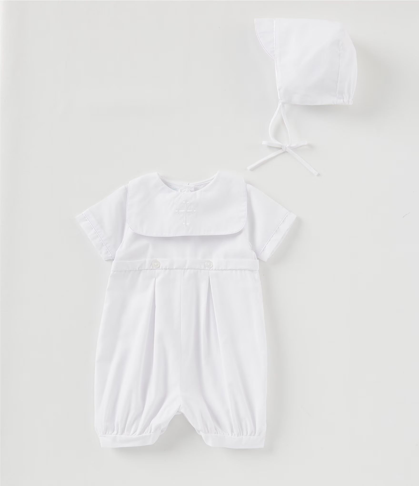 Baby 3-12 Months Christening Romper & Bonnet Set | Dillard's