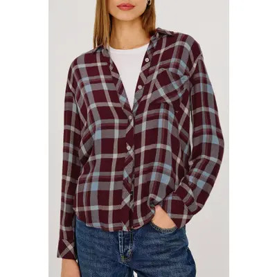 Rails Hunter Plaid Long Sleeve Shirt in Plum Cream at Nordstrom, Size Medium | Nordstrom