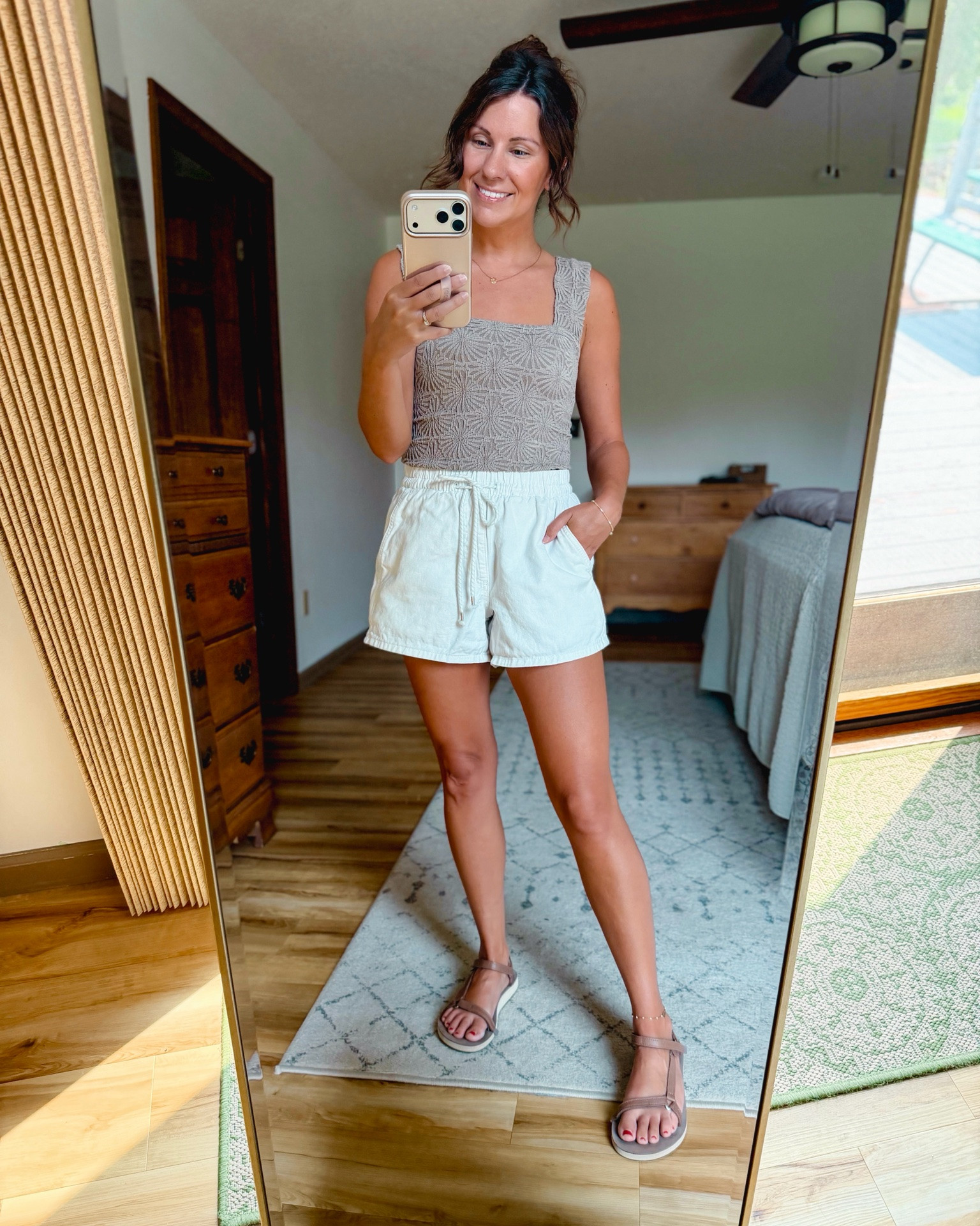 medium in this tank (I also own in other colors in small—it’s super stretchy so both work!) and xs in my linen/cotton white shorts. My brown leather teva sandals are size 6!

#LTKPetite #LTKSeasonal #LTKootd