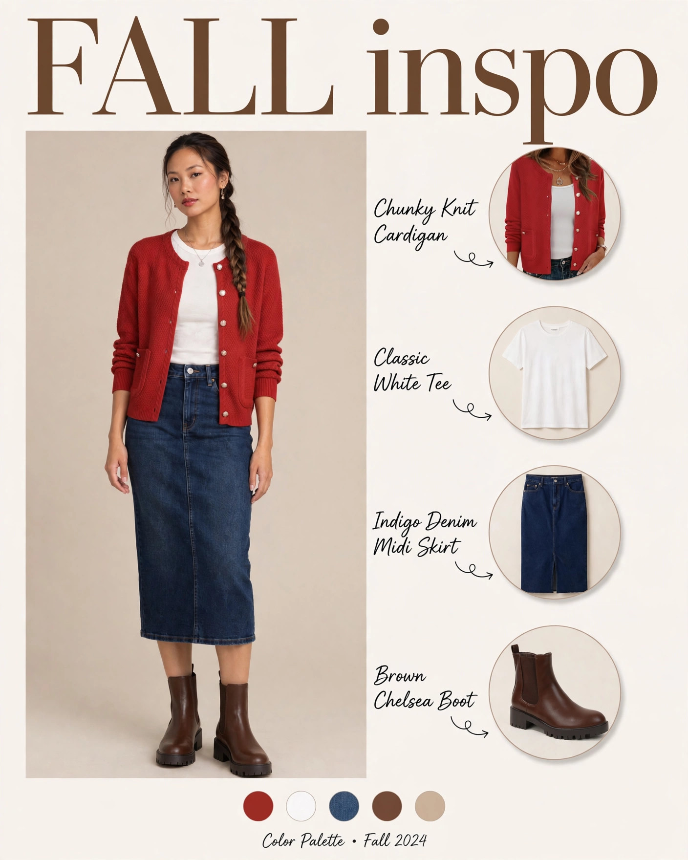 Red Cardigan & Denim Midi Skirt — Shop my look below! #StyledBySarah #FallFashion #LTKFinds
Affiliate links — I earn from qualifying purchases 

 