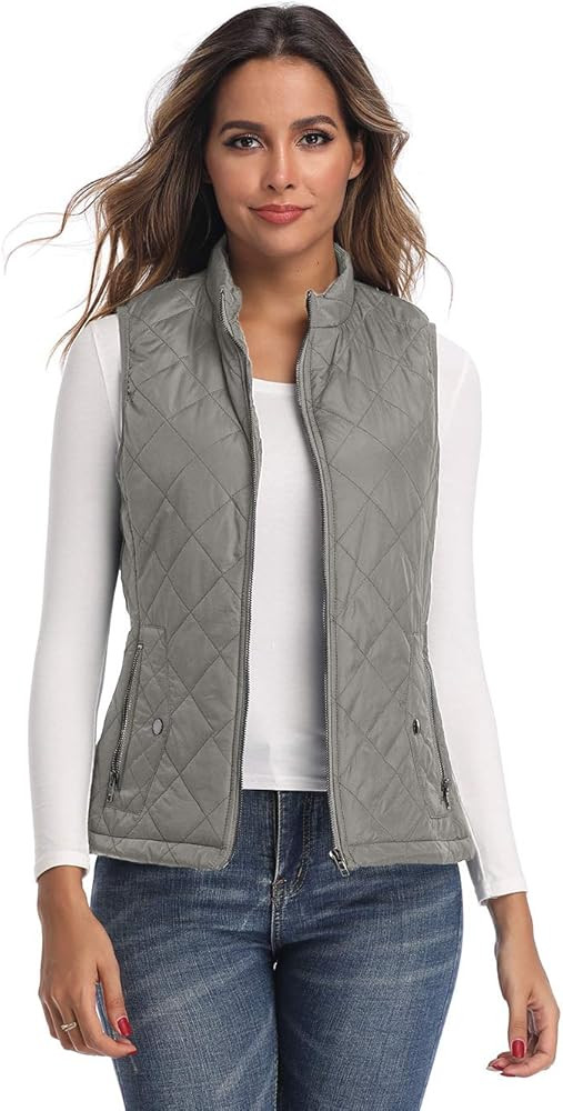 LK Women's Padded Vest, Stand Collar Lightweight Zip Quilted Gilet | Amazon (US)
