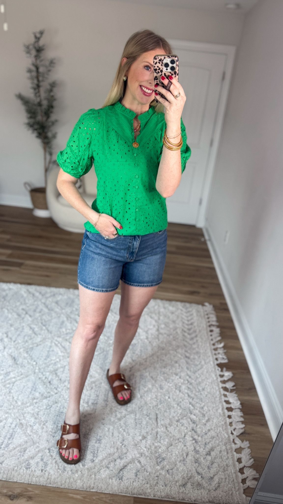 Daily try on, Walmart outfit, Walmart fashion, Walmart try on, eyelet top, jean shorts 

#LTKootd #LTKmomlife