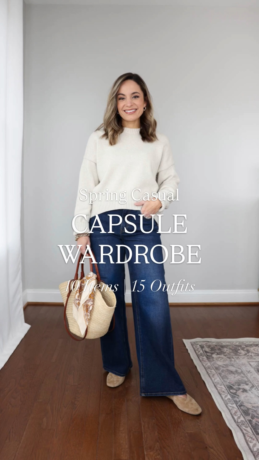 The spring casual capsule wardrobe is live! 

This is a mini capsule with 10 items and 15 outfits. I made it smaller so I can create more than one through the season to fit different styles and lifestyles! 

Capsule items: 
Dark Jeans (Quince): 24 x 28” in midnight blue 
White jeans (BR Factory): petite 24 - 10” rise, 27.5” inseam 
Navy pants (Aritzia): xxs short - 28” inseam 
White t-shirt (Quince): xs 
Striped top (LOFT): petite xxs 
Denim top (J.Crew Factory): petite xxs 
Beige sweater (Quince): xs in speckled beige 
Sneakers (Gola): tts 
Flats (Madewell): tts 
Sandals (DV): tts 

#LTKPetite