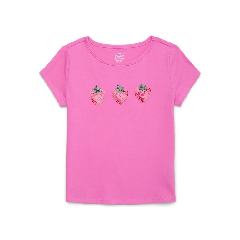 Wonder Nation Girls’ Embellished Graphic Tee with Short Sleeves, Sizes 4-18 & Plus - Walmart.co... | Walmart (US)