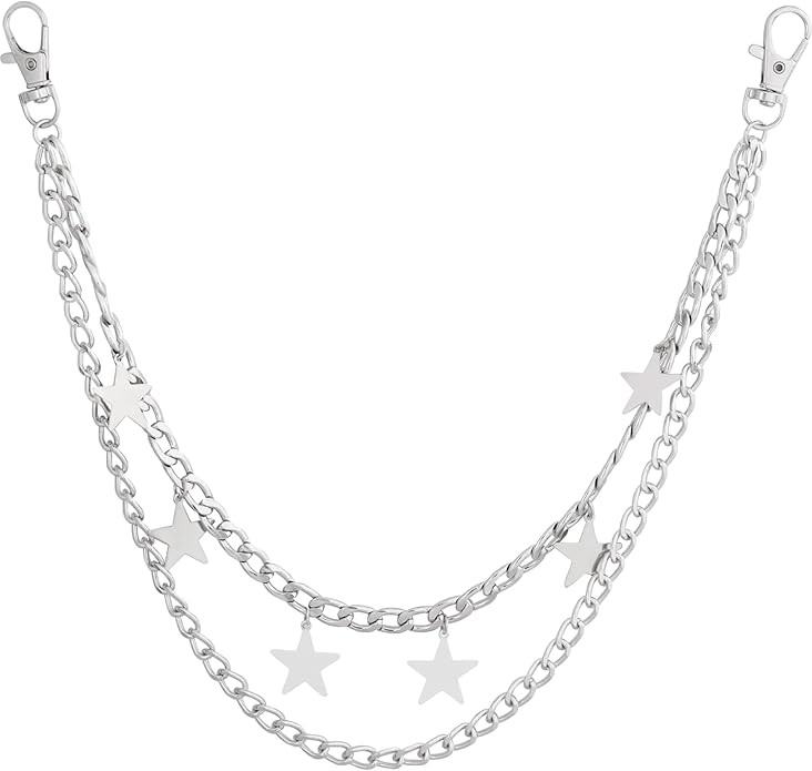 Sacina Goth Punk Layered Star Pants Chain, Silver-tone Wallet Belt Chain, Goth Grunge Emo Punk Ac... | Amazon (US)