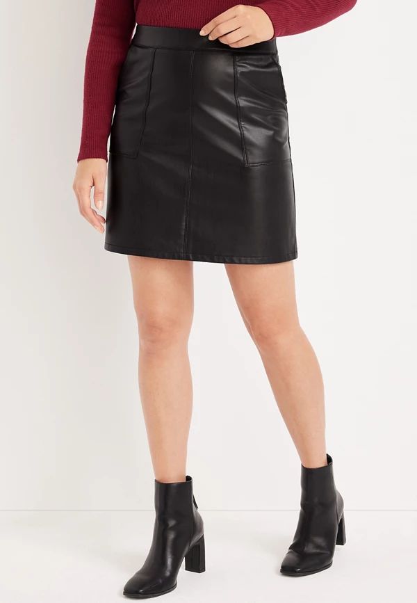 Faux Leather High Rise Skirt | Maurices