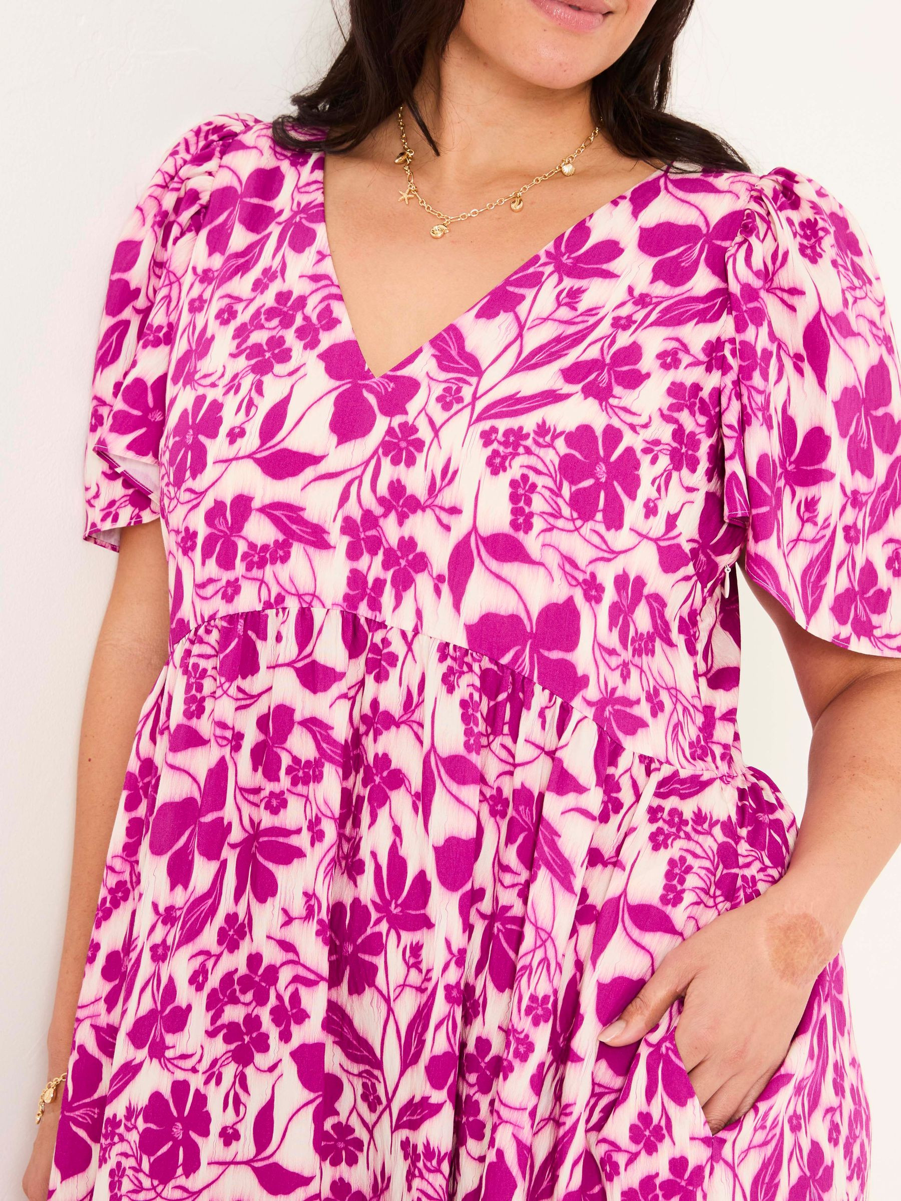 Marlowe Purple Gathered Sleeve Printed Maxi Dress | FatFace | Fat Face