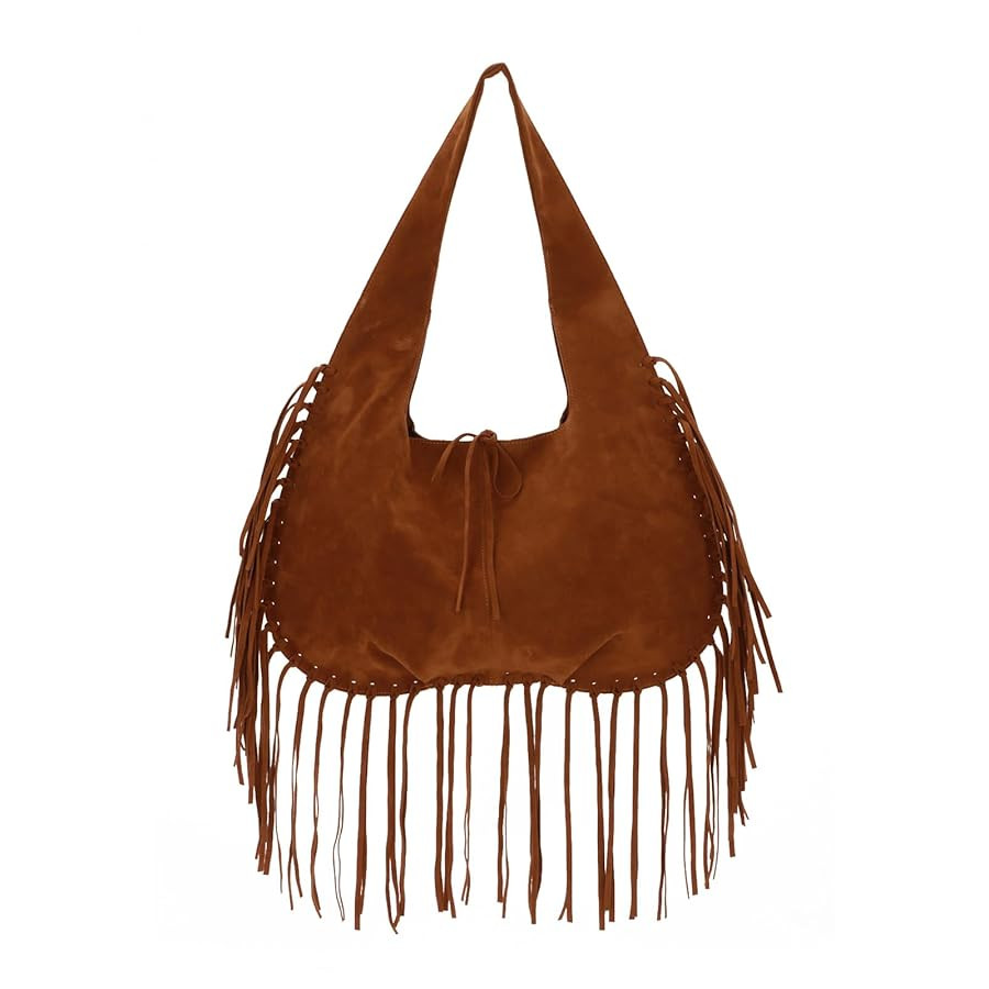 Emprier vintage Fringe Shoulder Bags for Women Western Hobo Handbags Vegan Faux Suede Leather Tas... | Amazon (US)