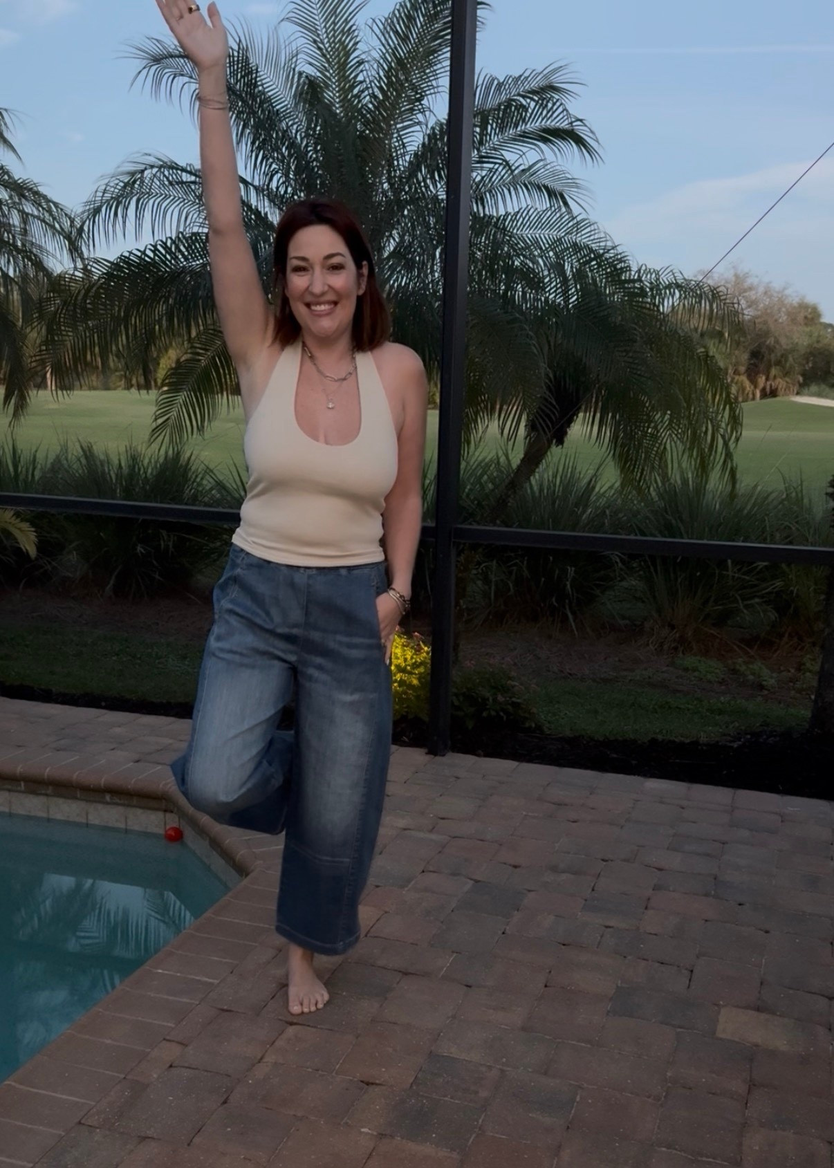 Outfit formula= fitted top + wider leg pants

Love that halter tops are back in style!

#LTKootd #LTKFindsUnder50