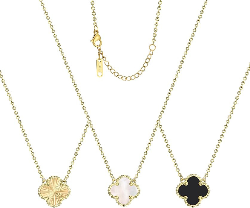 Clover Pendant Necklace Set for Women 18K Gold Plated Four Leaf Clover Necklace Lucky Simple Jewe... | Amazon (US)