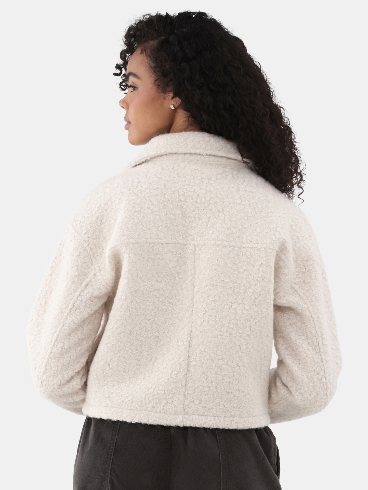 No Boundaries Asymmetric Zip Faux Shearling Moto Jacket, Women's and Women's Plus | Walmart (US)