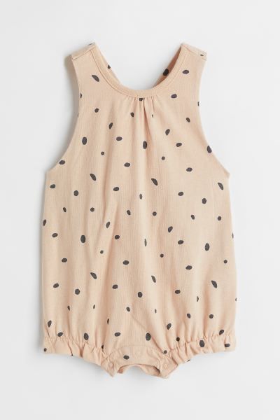 Sleeveless romper suit in soft cotton jersey with a printed pattern. Shoulder straps crossed at b... | H&M (US + CA)