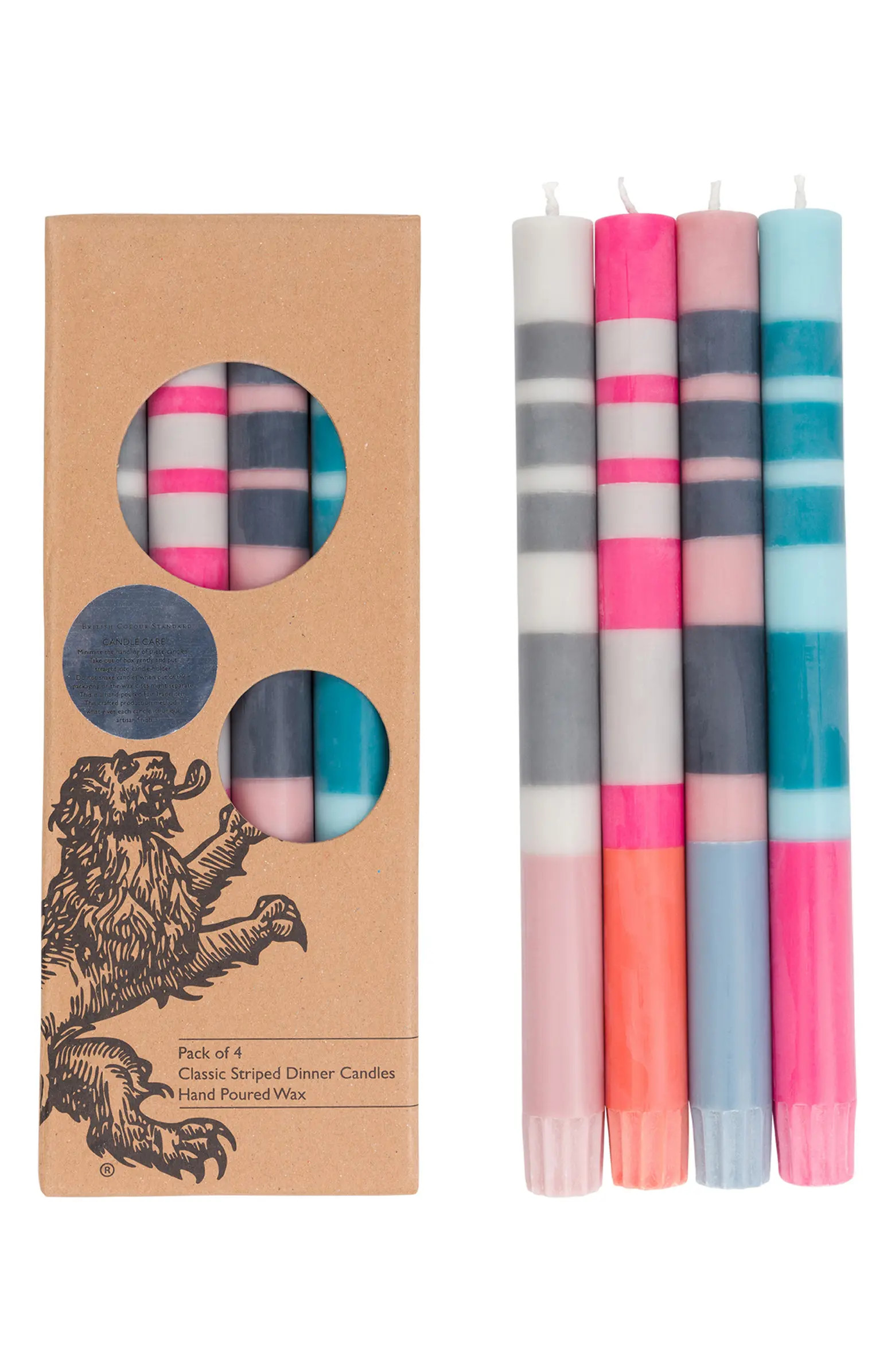 Assorted 4-Pack Stripe Dinner Candles | Nordstrom