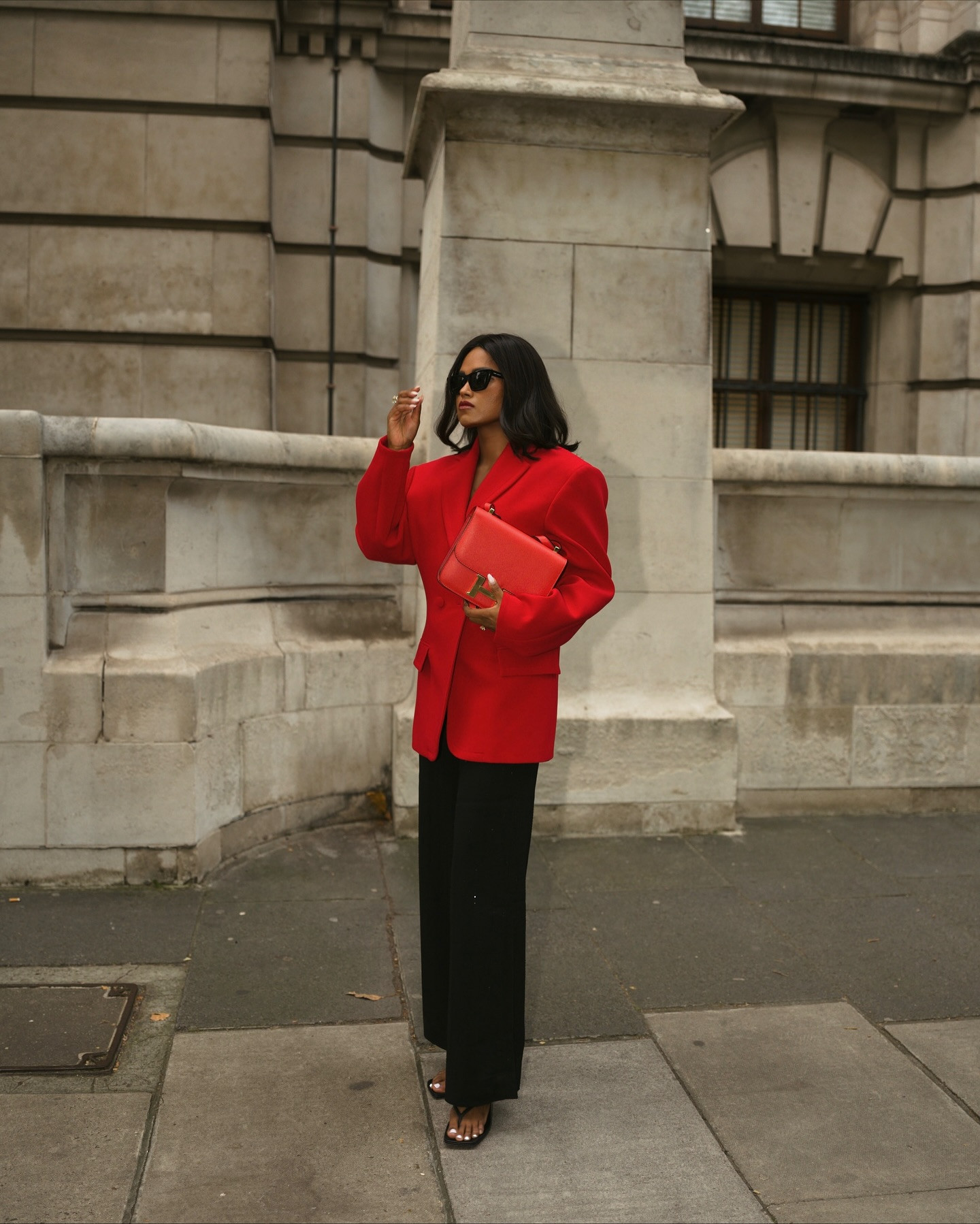 MAX MARA Fernet embroidered wool-canvas wide-leg pants, MAGDA BUTRYM Double-breasted Hourglass Blazer In Red,  Pre-Owned Hermès Pre-Owned 2022 mini Constance shoulder bag, Womens High Heels Thong Sandals Square Open Toe Slip on Mules Mid Heeled Evening Party Prom Dress Shoes, NET-A-PORTER APAC Mica cat-eye acetate sunglasses, GRWM Outfit ,UK Fashion ,UK Women ,London lifestyle ,Autumn style ,Autumn look ,Fall style ,Fall look ,Autumn outfit ,Autumn outfits, Evening Outfit, Date night outfit, Date night, Wedding guest outfit, Street style, Work wear Outfit, Fall Office wear outfit 

 #LTKuk #LTKautumn #LTKdatenight