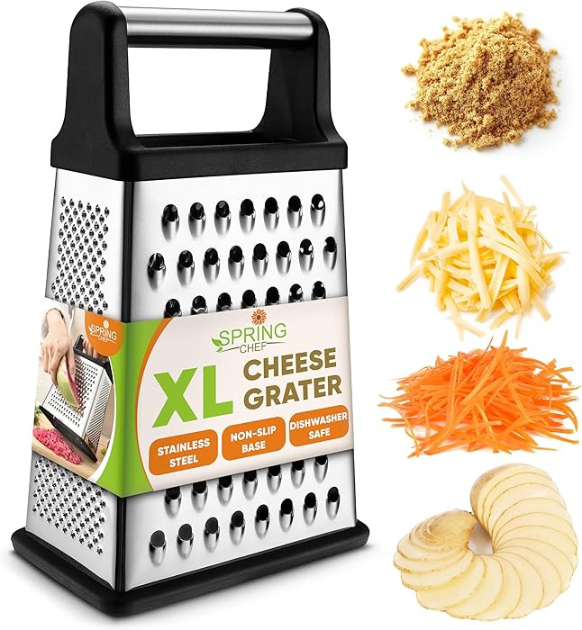 Spring Chef Professional Cheese Grater - Stainless Steel, XL Size, 4 Sides - Perfect Box Grater f... | Amazon (US)