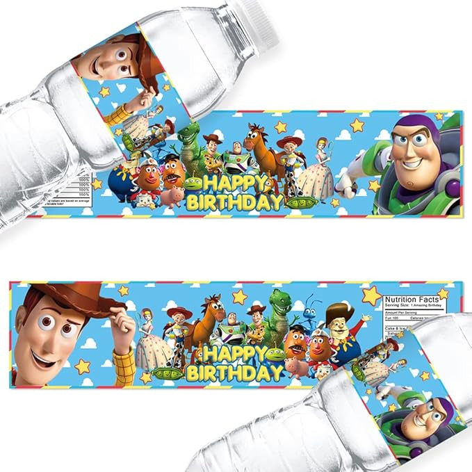 Water Bottle Labels for Toy Story Stickers Buzz Party Supplies, Woody Birthday Party Favors, 20 C... | Amazon (US)