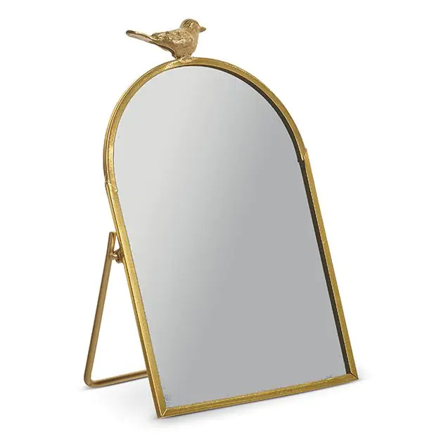 Bird Topped Tabletop Easel Framed Mirror | Antique Farm House