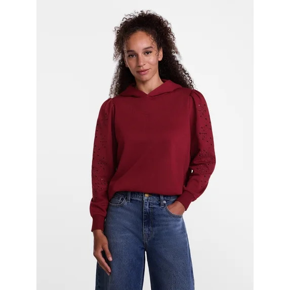 Scenario Women's and Women's Plus Eyelet Hoodie with Long Sleeves, Sizes XS-4X | Walmart (US)