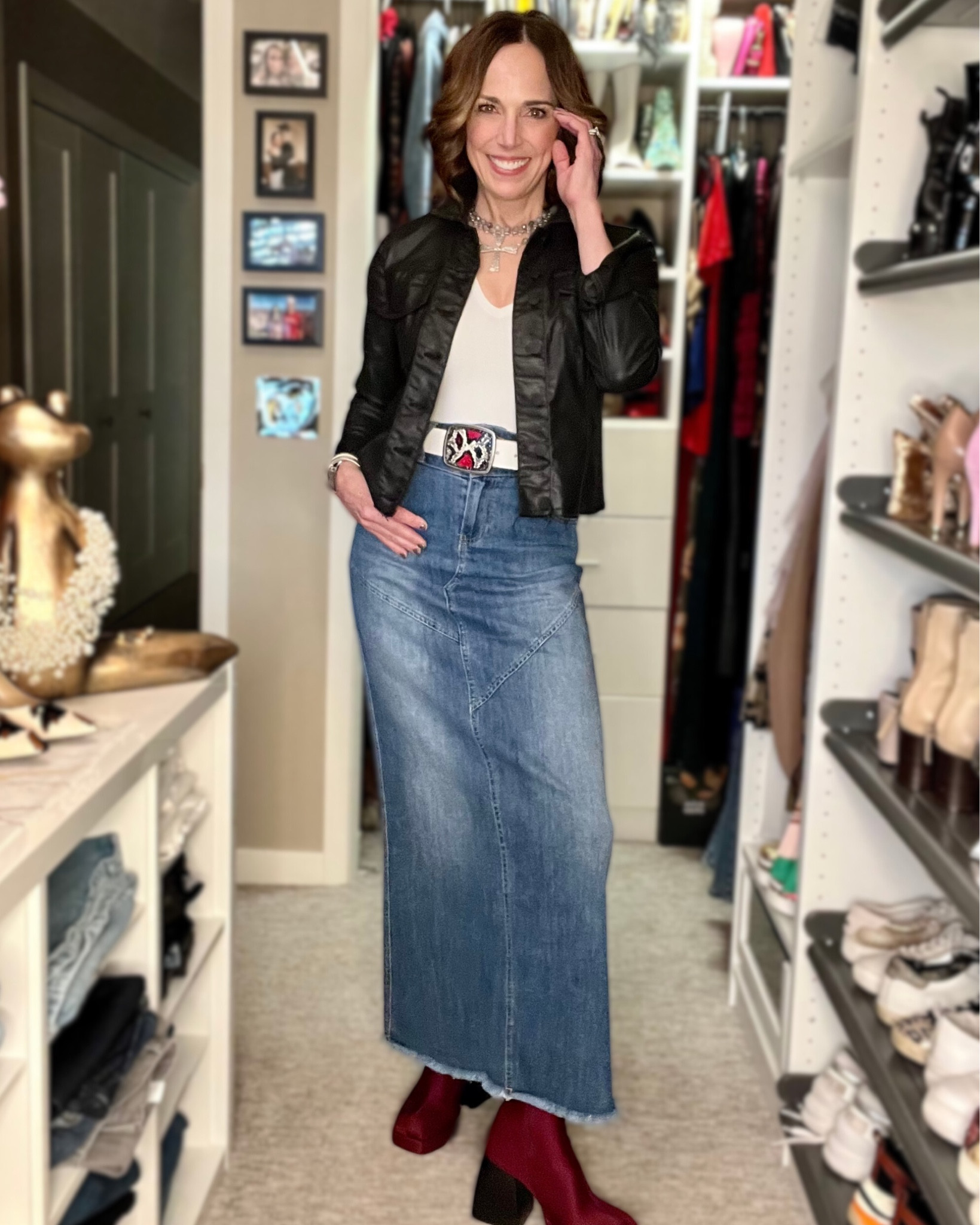 This is my favorite denim maxi yet. What I love about it: The super thin fabric makes it wearable all year ‘round. Pair with boots and a jacket in the fall and winter; wear it with a tank and sandals in the summer. It hugs your curves in all the right places without being tight. 

#denimskirt #denimobsessed

#LTKover40 #LTKstyletip #LTKSeasonal