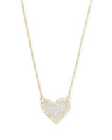 Ari Heart Gold Pendant Necklace in Iridescent Drusy | Kendra Scott