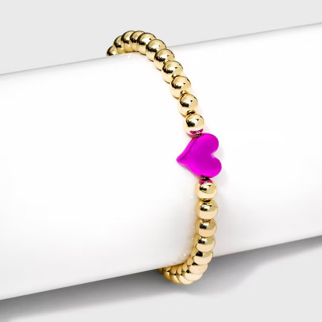 SUGARFIX by BaubleBar Beaded Metallic Heart Bracelet - Pink | Target