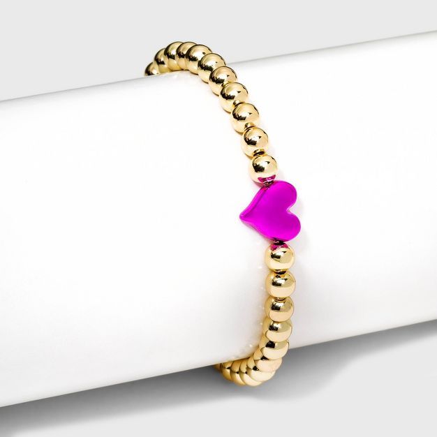 SUGARFIX by BaubleBar Beaded Metallic Heart Bracelet - Pink | Target