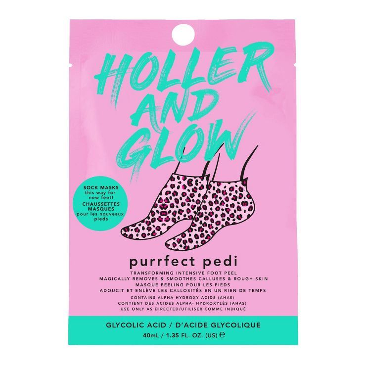 Holler and Glow Purrfect Pedi Foot Mask - Cheetah - 1.35 fl oz | Target