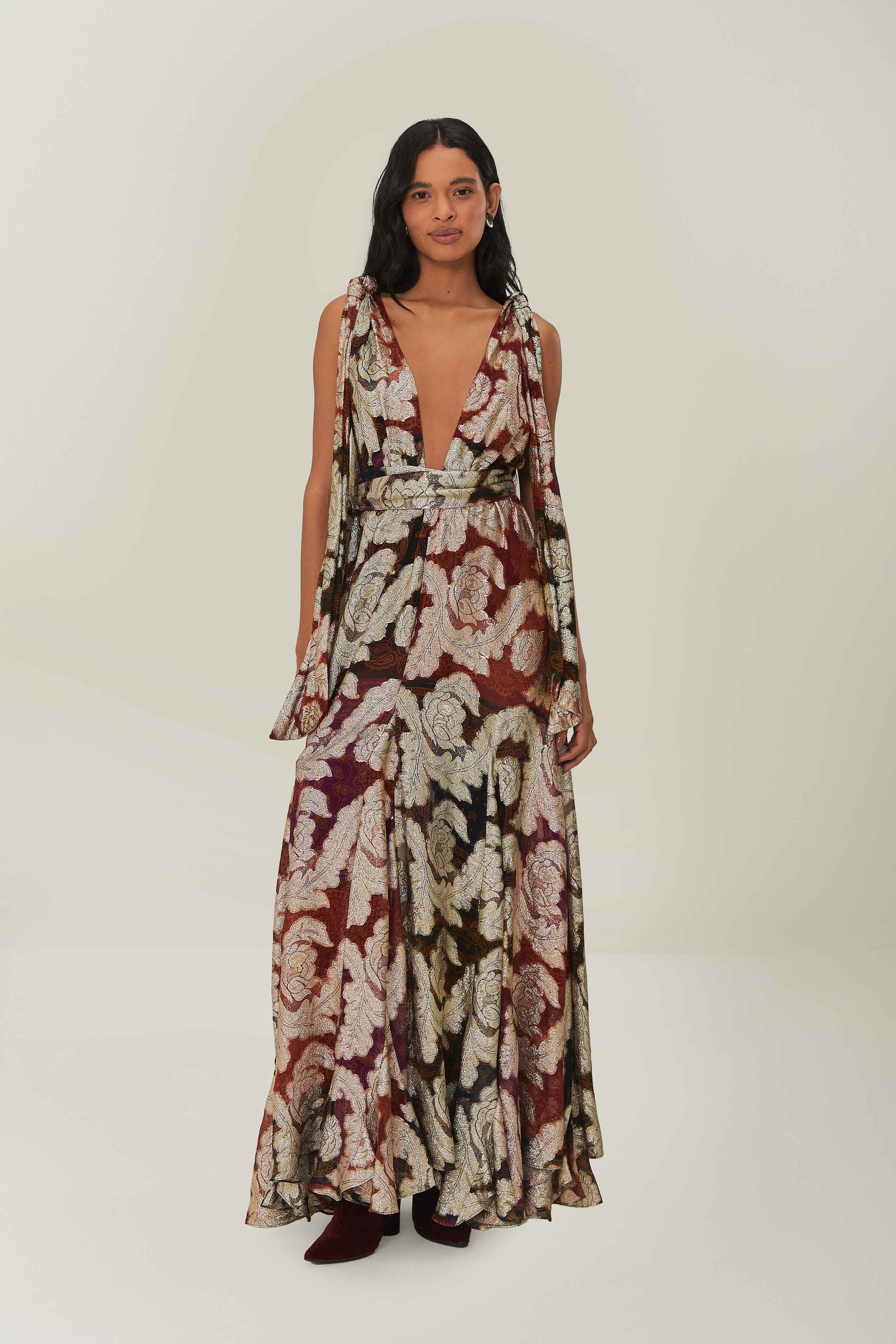Jacquard Lurex Sleeveless Maxi Dress | FarmRio (US)