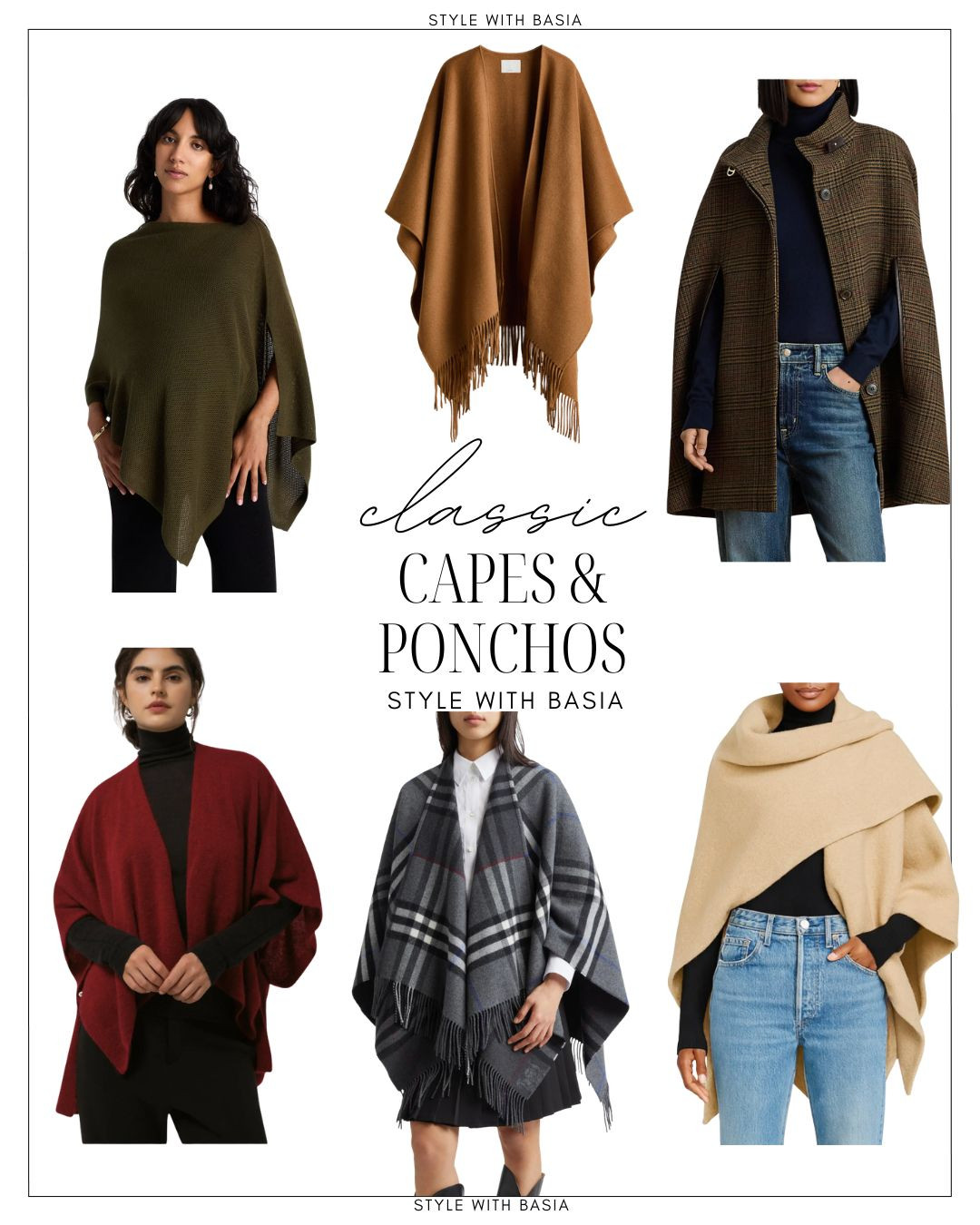One of the things I love about a cape or poncho is how effortlessly it can elevate a simple outfit. Throw one over a black T-shirt or turtleneck and your favorite pair of jeans, and it instantly creates a polished, put-together look with very little effort. There is something about the way it drapes that adds that effortless elegance. 

 #LTKootd #LTKOver40 #LTKWorkwear