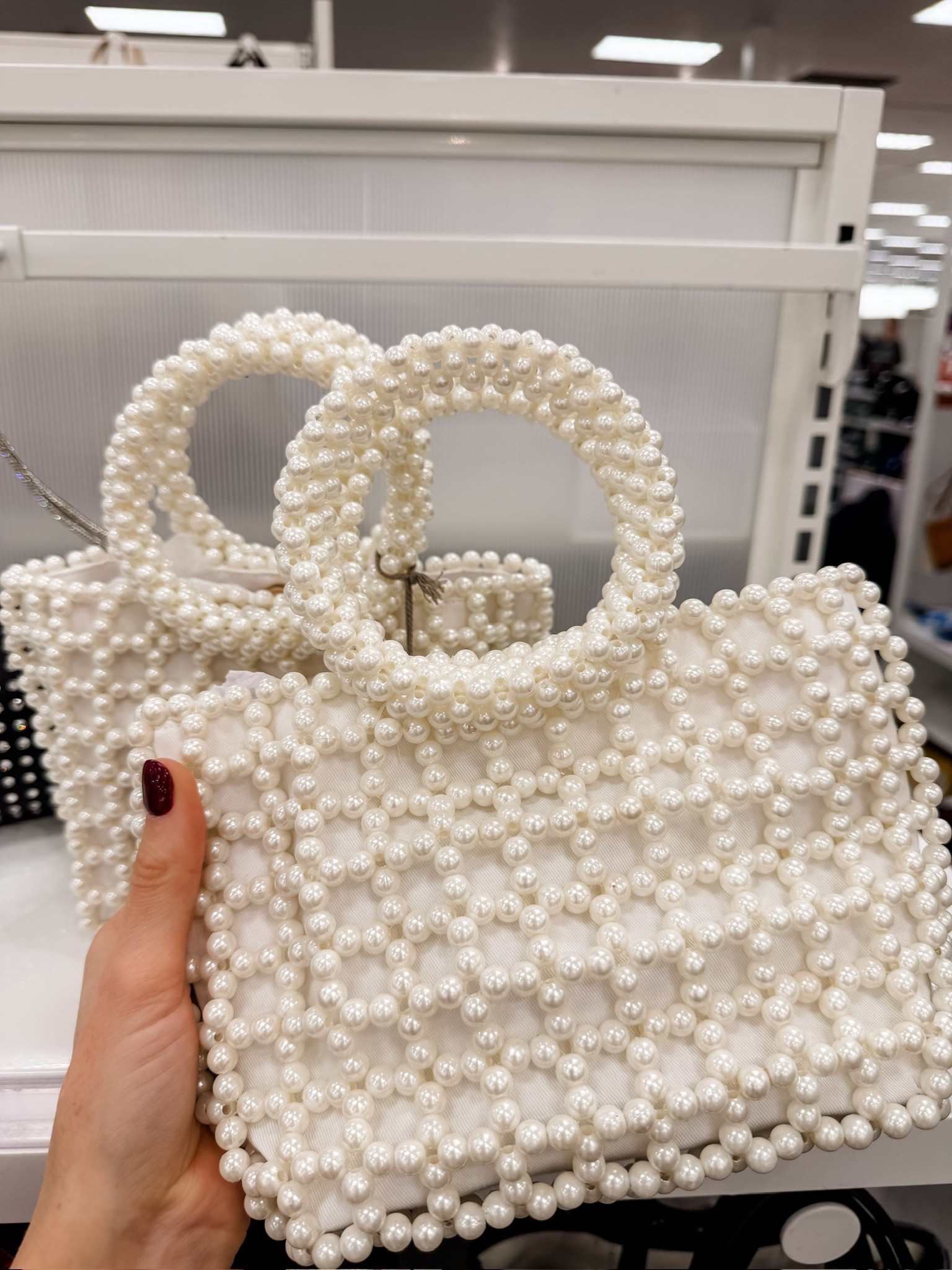 Love this pearl bag! This would be so fun to bring to a holiday party or you could gift this to a bride!

Loverly Grey, Target, pearl clutch, bridal clutch 

#LTKFindsUnder50 #LTKGiftGuide