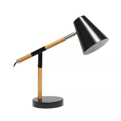 Simple Designs Wooden Pivot Desk Lamp in Black with Metal Shade | Bed Bath & Beyond