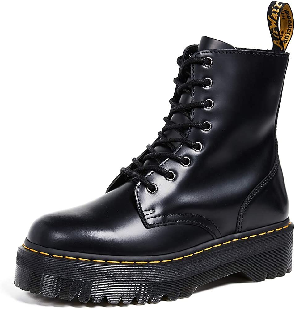 Dr. Martens, Jadon 8-Eye Leather Platform Boot for Men and Women, Black Polished Smooth | Amazon (US)