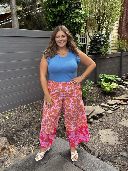 Loving these fun colors and print on these wide leg pants for a lightweight summer outfit. Wearing size XL in pants & top. 

#LTKSeasonal #LTKMidsize #LTKStyleTip