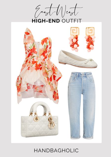 This casual meets fancy outfit is a flare of fun featuring a Zimmermann floral top, earrings and some denim jeans to make the look casual. Team with the Lady Dior D-Joy bag and matching Dior pumps to complete. #springsummeroutfit #summeroutfit #springoutfit #zimmermann #dior #ladydiorbag #diordjoy #summerlooks

#LTKeurope #LTKstyletip #LTKSeasonal
