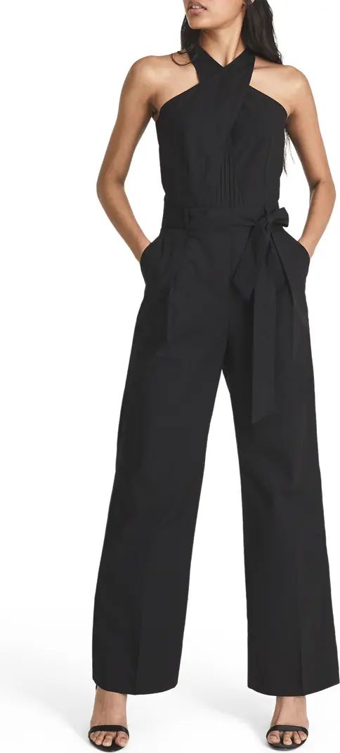 Reiss Jessie Twisted Halter Open Back Jumpsuit | Nordstrom | Nordstrom