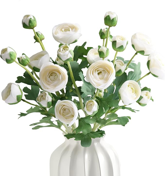 5PCS Artificial Ranunculus Flowers with Silk Flower Real Touch Stem Spray for Home Garden Office ... | Amazon (US)
