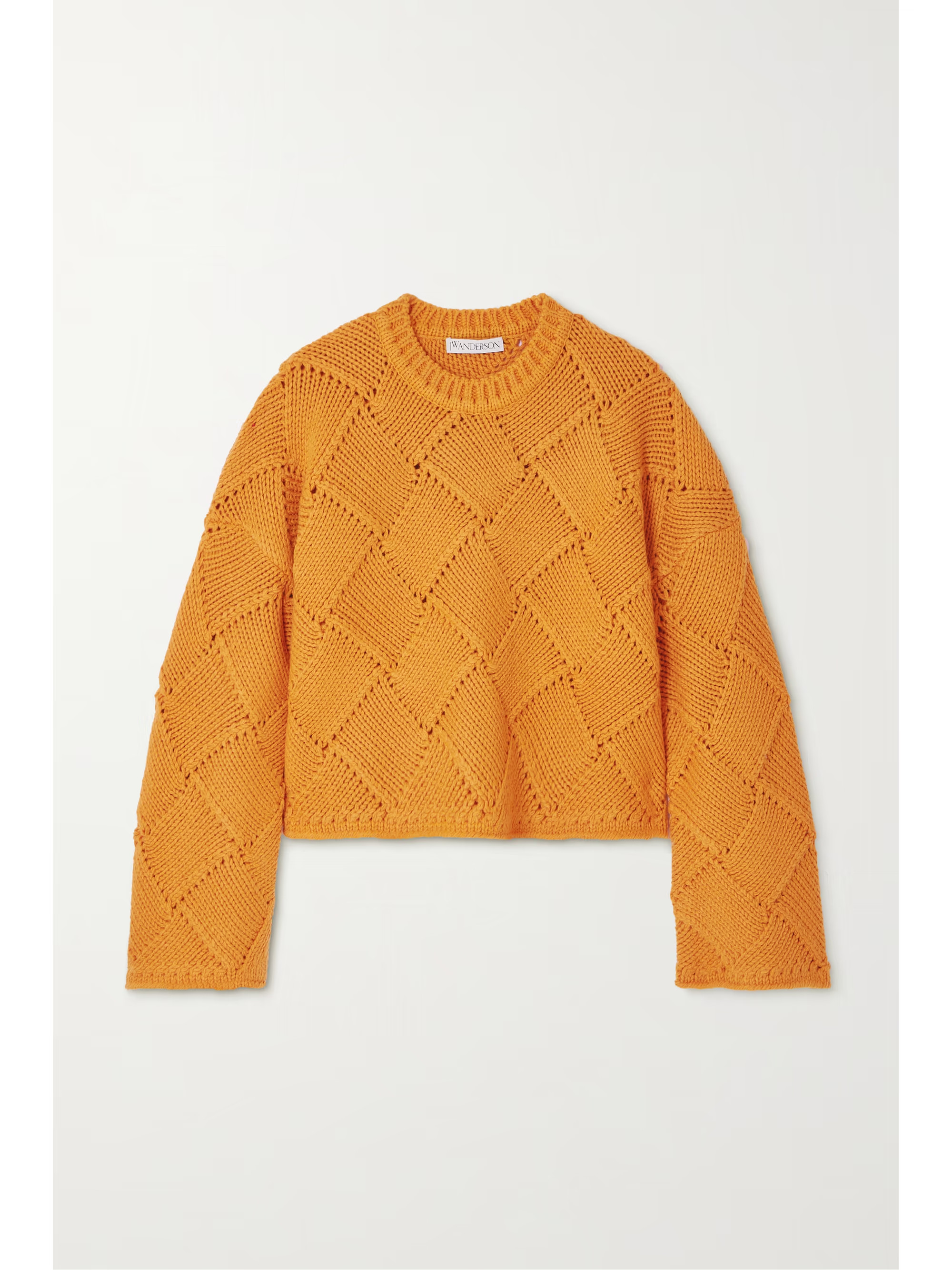 Cropped leather-trimmed merino wool-blend sweater | NET-A-PORTER (US)
