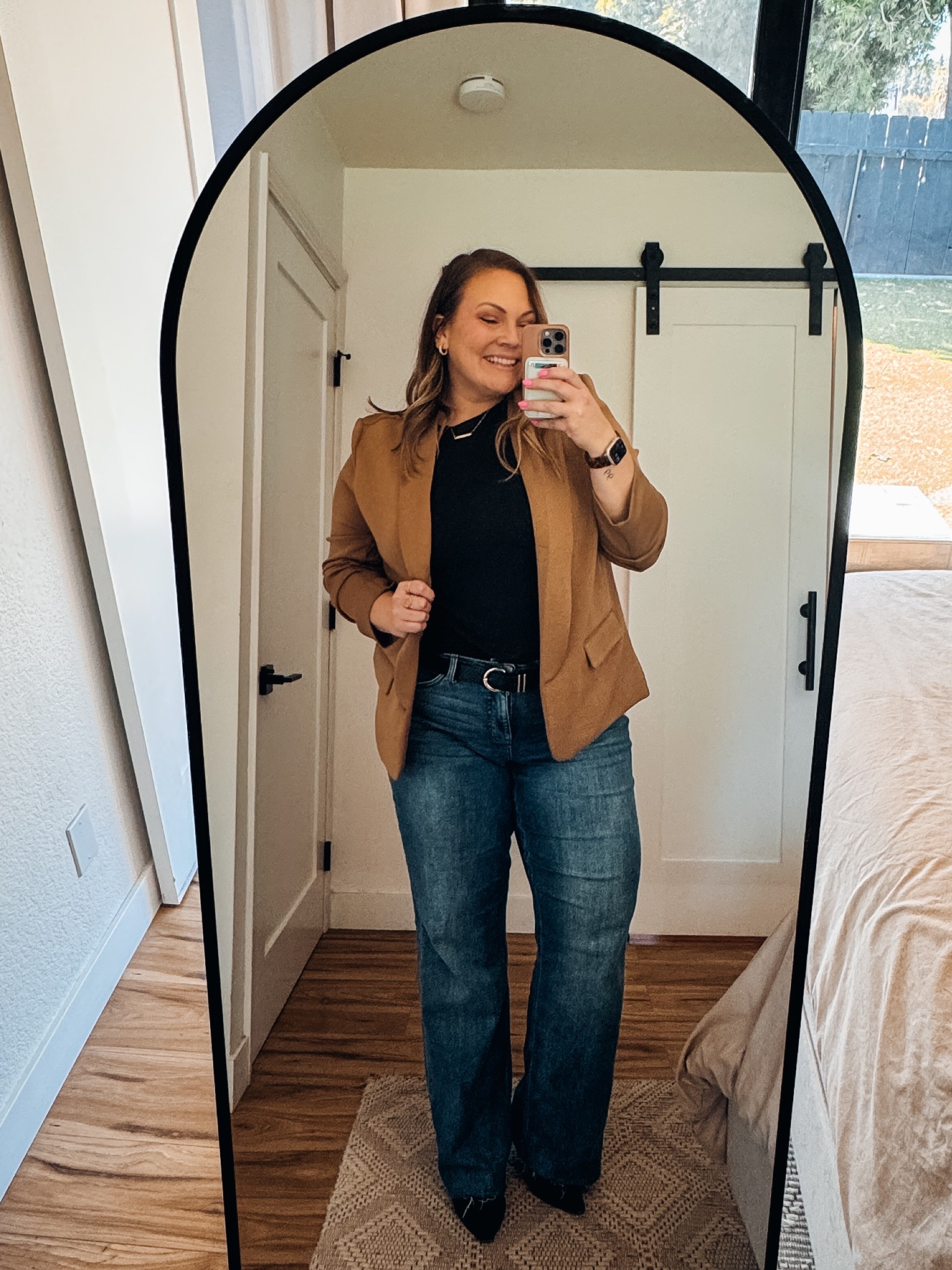 bought these jeans on a random whim after seeing an instagram ad and I love them? Wide leg and good stretch! The inseam is also adjustable. With the raw hem you just cut off the length you want it to be. I made mine to fit perfectly with my heels. PS: get one whole size down in these! 

#LTKFindsUnder100 #LTKPlusSize #LTKOver40