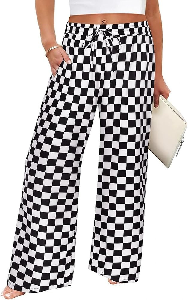 TIYOMI Plus Size Wide Leg Pants for Women Elastic Drawstring Pants High Waisted Lounge Pants XL-5... | Amazon (US)