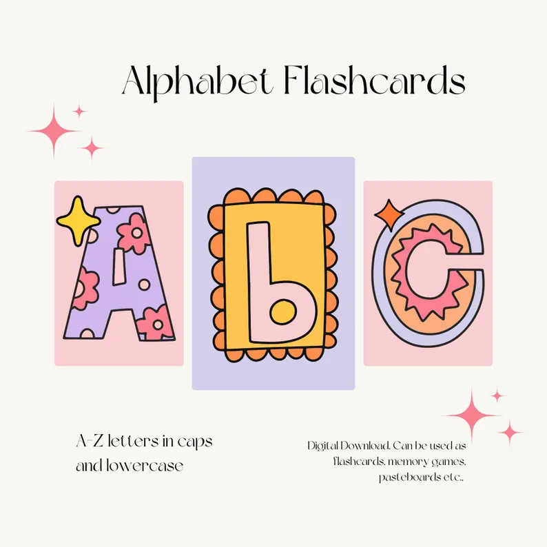 Printable A-Z Alphabet Letters for Learning, Flashcards, Home Decor, Homeschooling, Play, Custom ... | Etsy (US)