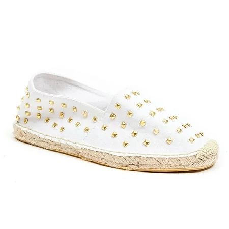 French Blu STUD MUFFIN WHITE GOLD STUDDED ESPADRILLES EDGY SUMMER FLAT (10) | Walmart (US)